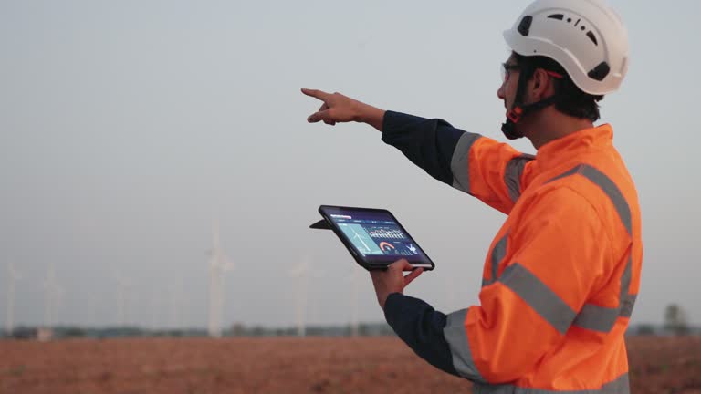 Technician using tablet on site