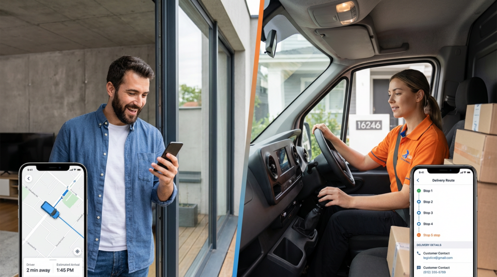 man hold phone getting live notification fro tech using nvc360